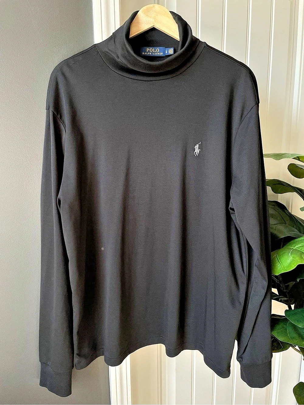 Polo Ralph Lauren Men's Black Turtleneck 100% Cotton Size Large Like New